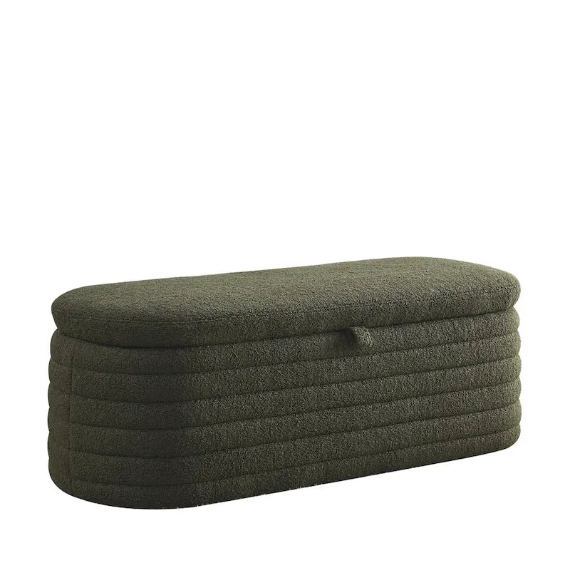 Banc de rangement capitonné avec couvercle à charnière de sécurité