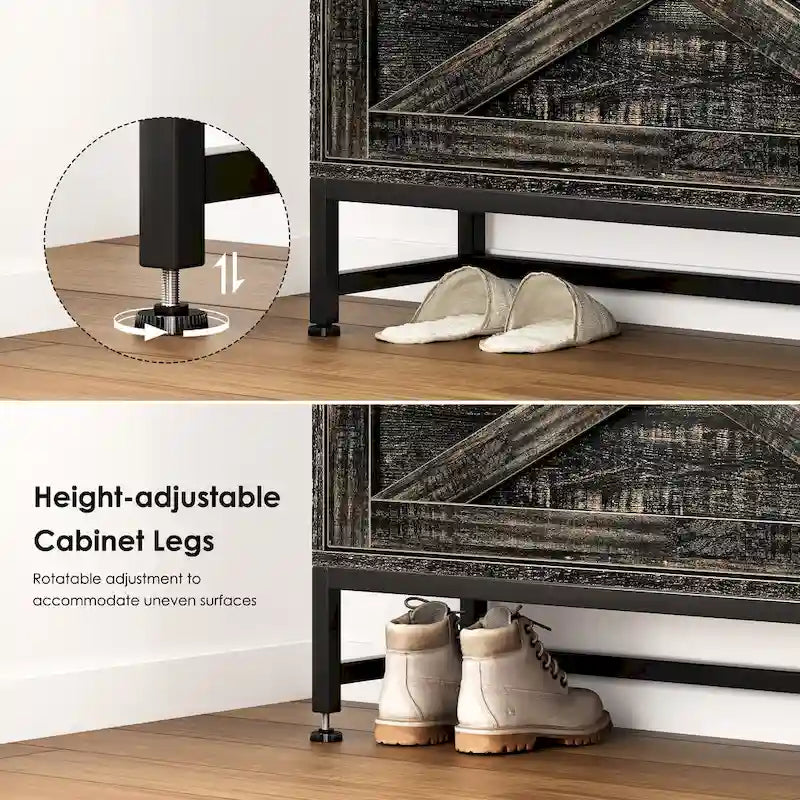 Meuble à chaussures étroit avec 2 tiroirs – Gris