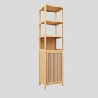 Meuble de rangement haut et étroit avec porte persienne et 3 étagères