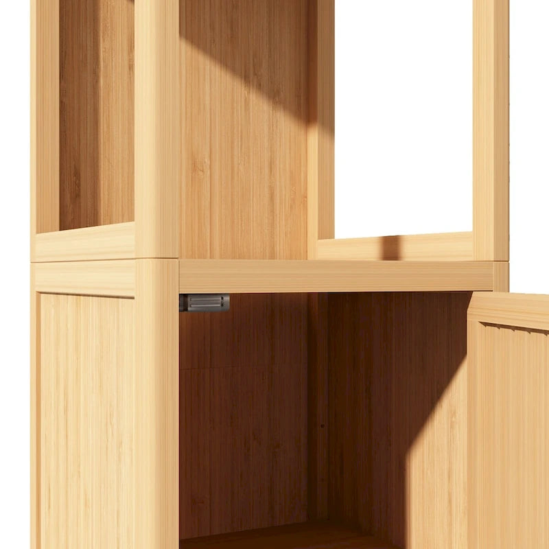 Meuble de rangement haut et étroit avec porte persienne et 3 étagères
