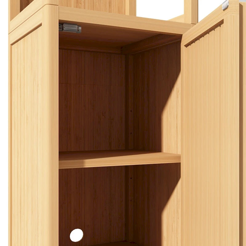 Meuble de rangement haut et étroit avec porte persienne et 3 étagères