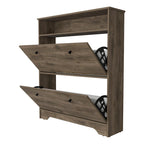 Meuble à chaussures avec étagère ouverte et deux placards extensibles