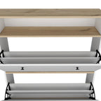 Meuble à chaussures avec étagère ouverte et deux placards extensibles