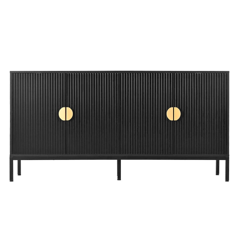 Bahut de rangement 4 portes avec pieds en métal
