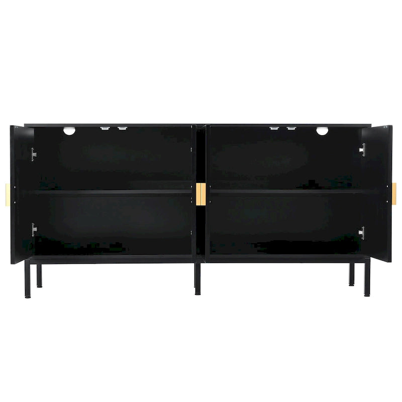 Bahut de rangement 4 portes avec pieds en métal