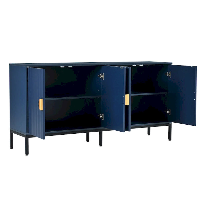 Bahut de rangement 4 portes avec pieds en métal