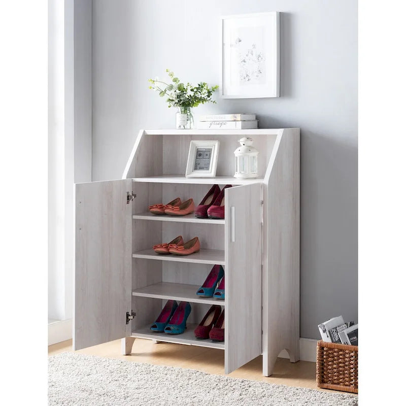 Meuble à chaussures à deux portes avec 4 étagères intérieures