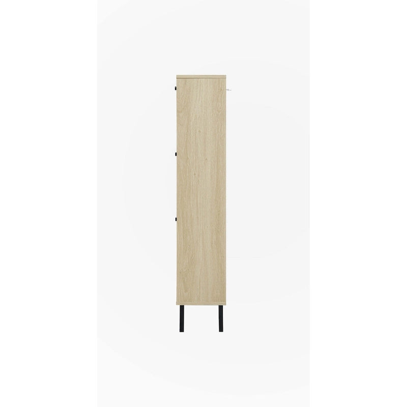 Meuble à chaussures 3 portes en rotin synthétique avec 2 niveaux de rangement