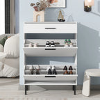 Meuble de rangement pour chaussures autoportant avec 2 tiroirs basculants et pieds en métal