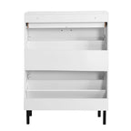 Meuble de rangement pour chaussures autoportant avec 2 tiroirs basculants et pieds en métal