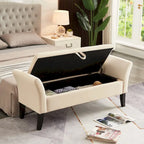 Banc de rangement en velours avec couvercle à charnière