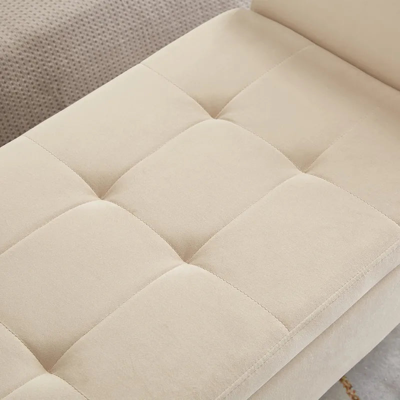 Banc de rangement en velours avec couvercle à charnière