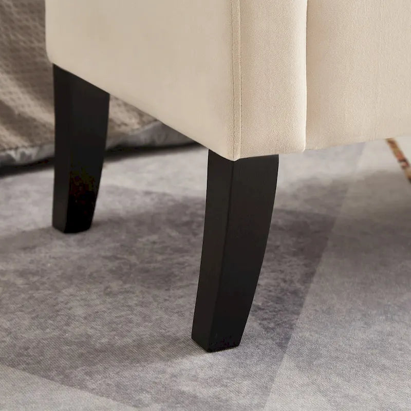 Banc de rangement en velours avec couvercle à charnière