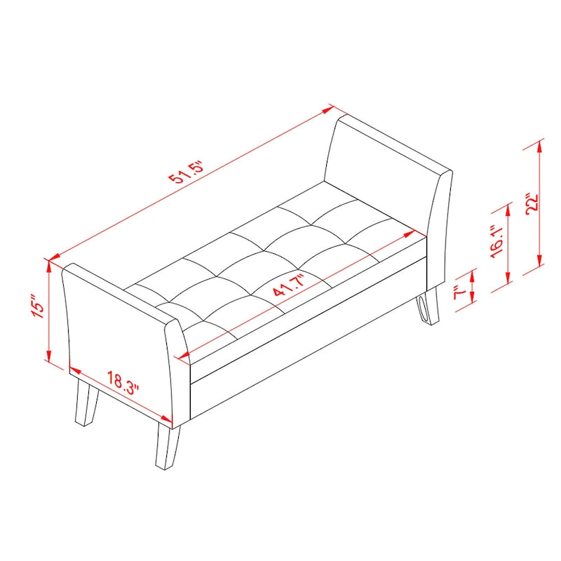 Banc de rangement en velours avec couvercle à charnière