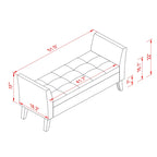 Banc de rangement en velours avec couvercle à charnière