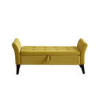 Banc de rangement en velours avec couvercle à charnière