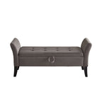 Banc de rangement en velours avec couvercle à charnière