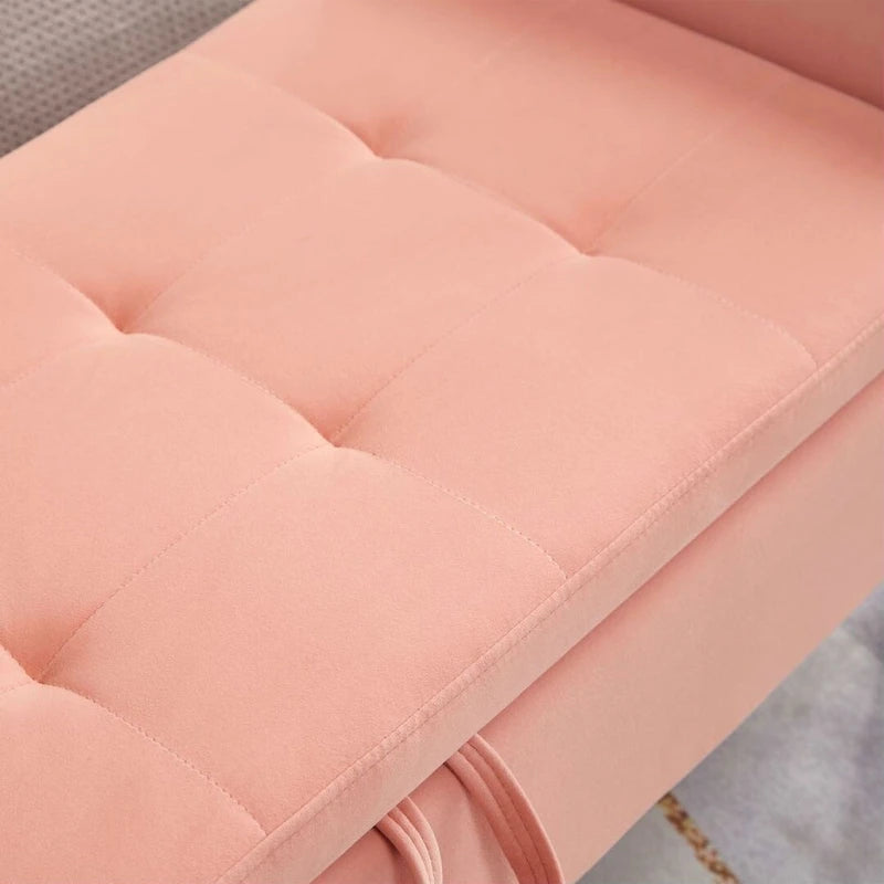 Banc de rangement en velours avec couvercle à charnière