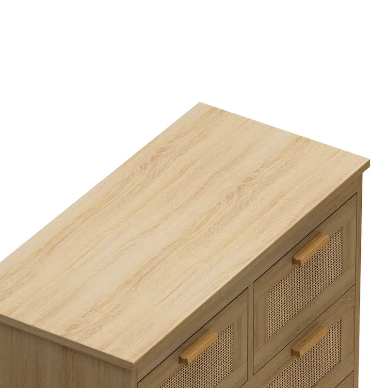Commode à façade en rotin et 4 tiroirs