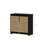 Commode à façade en rotin et 4 tiroirs