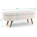Banc de rangement capitonné ovale 43 pouces - Lin beige