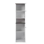 Meuble de Rangement de Cuisine Autoportant avec Portes en Verre et MDF – Blanc et Wengé