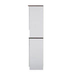 Meuble de Rangement de Cuisine Autoportant avec Portes en Verre et MDF – Blanc et Wengé