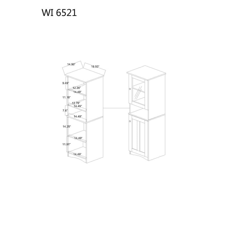 Meuble de Rangement de Cuisine Autoportant avec Portes en Verre et MDF – Blanc et Wengé