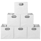 Lot de 6 bacs de rangement pliables en tissu - Blanc