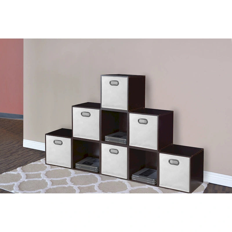Lot de 6 bacs de rangement pliables en tissu - Blanc