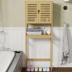Étagère de rangement 4 niveaux au-dessus des toilettes avec armoire