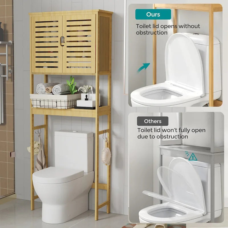 Étagère de rangement 4 niveaux au-dessus des toilettes avec armoire