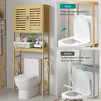 Étagère de rangement 4 niveaux au-dessus des toilettes avec armoire