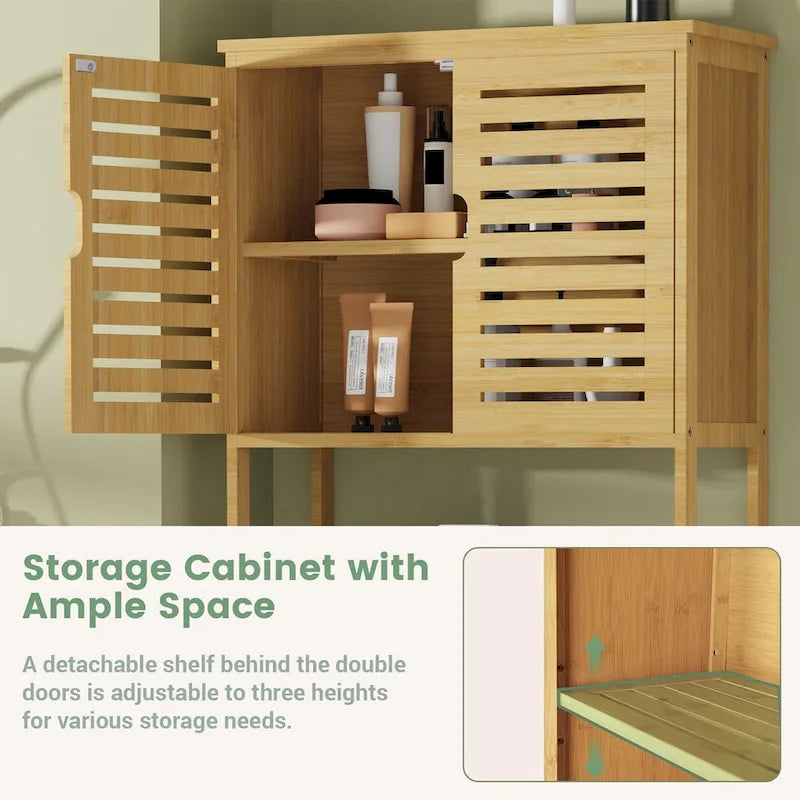 Étagère de rangement 4 niveaux au-dessus des toilettes avec armoire