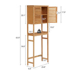 Meuble de rangement de salle de bain en bambou à installer au-dessus des toilettes avec portes et étagères réglables