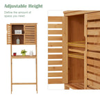 Meuble de rangement de salle de bain en bambou à installer au-dessus des toilettes avec portes et étagères réglables