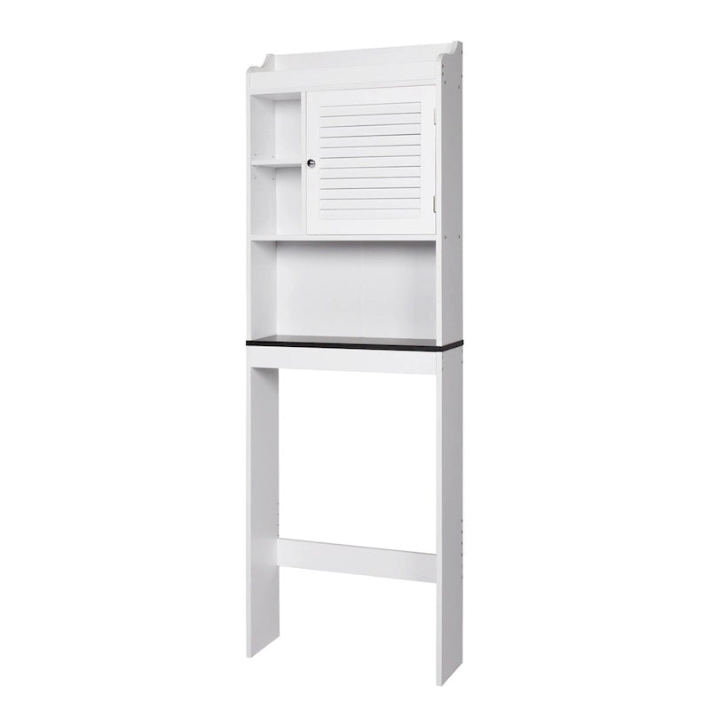 Meuble de rangement de salle de bain en bambou à installer au-dessus des toilettes avec portes et étagères réglables