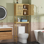 Étagère de rangement au-dessus des toilettes avec étagères et portes d'armoire