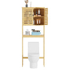 Étagère de rangement au-dessus des toilettes avec étagères et portes d'armoire