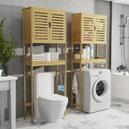 Étagère de rangement au-dessus des toilettes avec étagères et portes d'armoire
