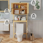 Étagère de rangement au-dessus des toilettes avec étagères et portes d'armoire
