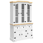 Buffet haut avec portes et tiroirs, 112 x 43 x 196 cm, Blanc
