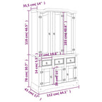 Buffet haut avec portes et tiroirs, 112 x 43 x 196 cm, Blanc
