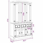 Buffet haut avec portes et tiroirs, 112 x 43 x 196 cm, Blanc