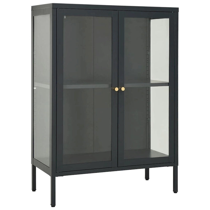 Buffet en acier et verre avec étagère réglable – Anthracite, 75 x 35 x 105 cm
