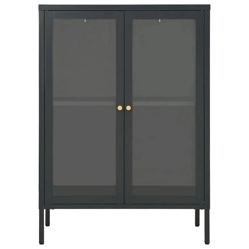 Buffet en acier et verre avec étagère réglable – Anthracite, 75 x 35 x 105 cm