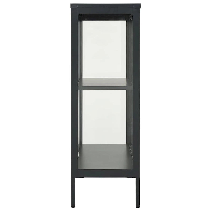Buffet en acier et verre avec étagère réglable – Anthracite, 75 x 35 x 105 cm