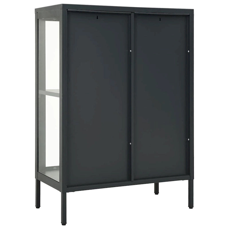 Buffet en acier et verre avec étagère réglable – Anthracite, 75 x 35 x 105 cm