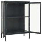 Buffet en acier et verre avec étagère réglable – Anthracite, 75 x 35 x 105 cm