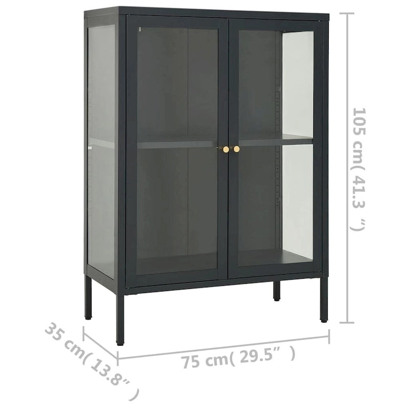 Buffet en acier et verre avec étagère réglable – Anthracite, 75 x 35 x 105 cm